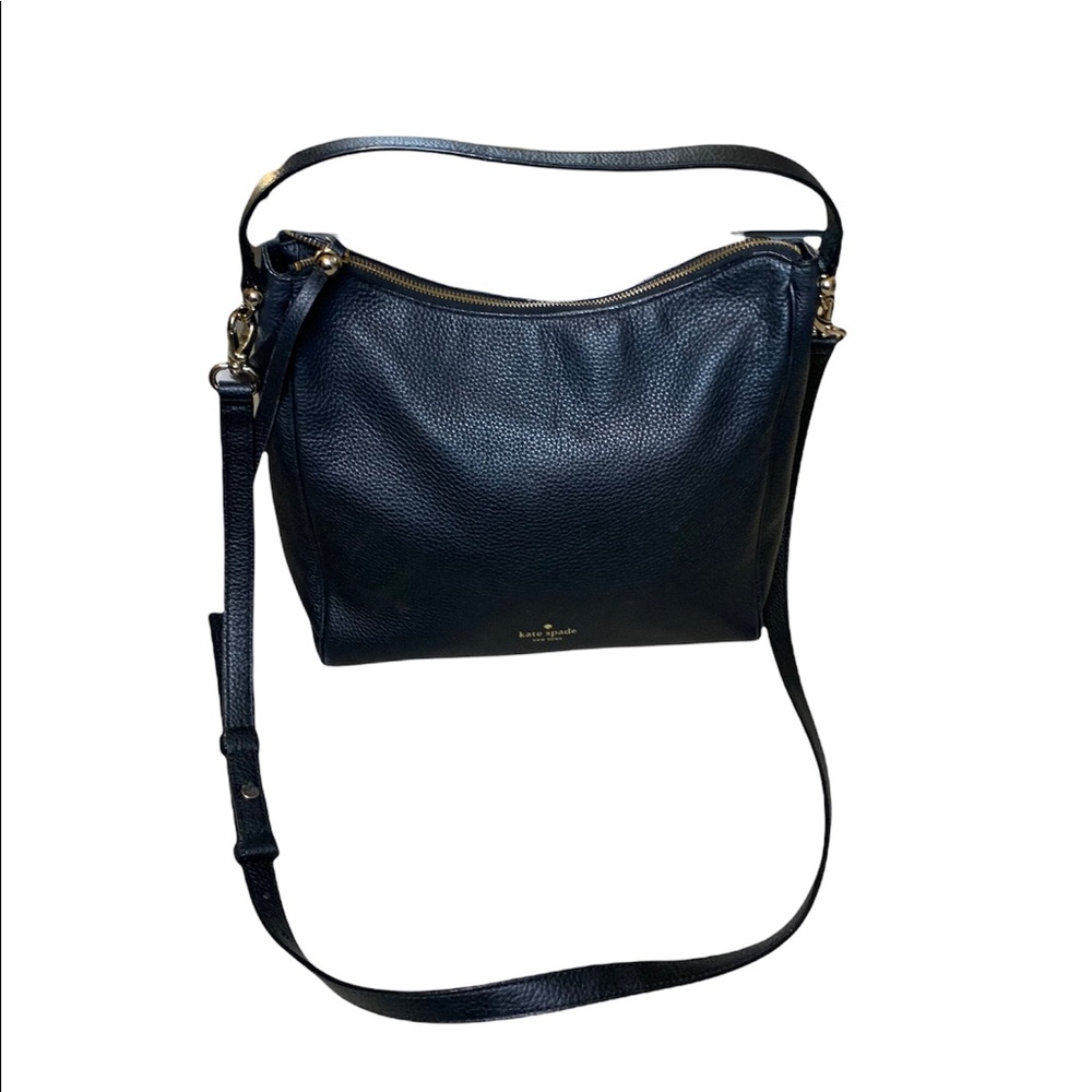 kate spade Black Pebbled Leather Crossbody with Gold Hardware